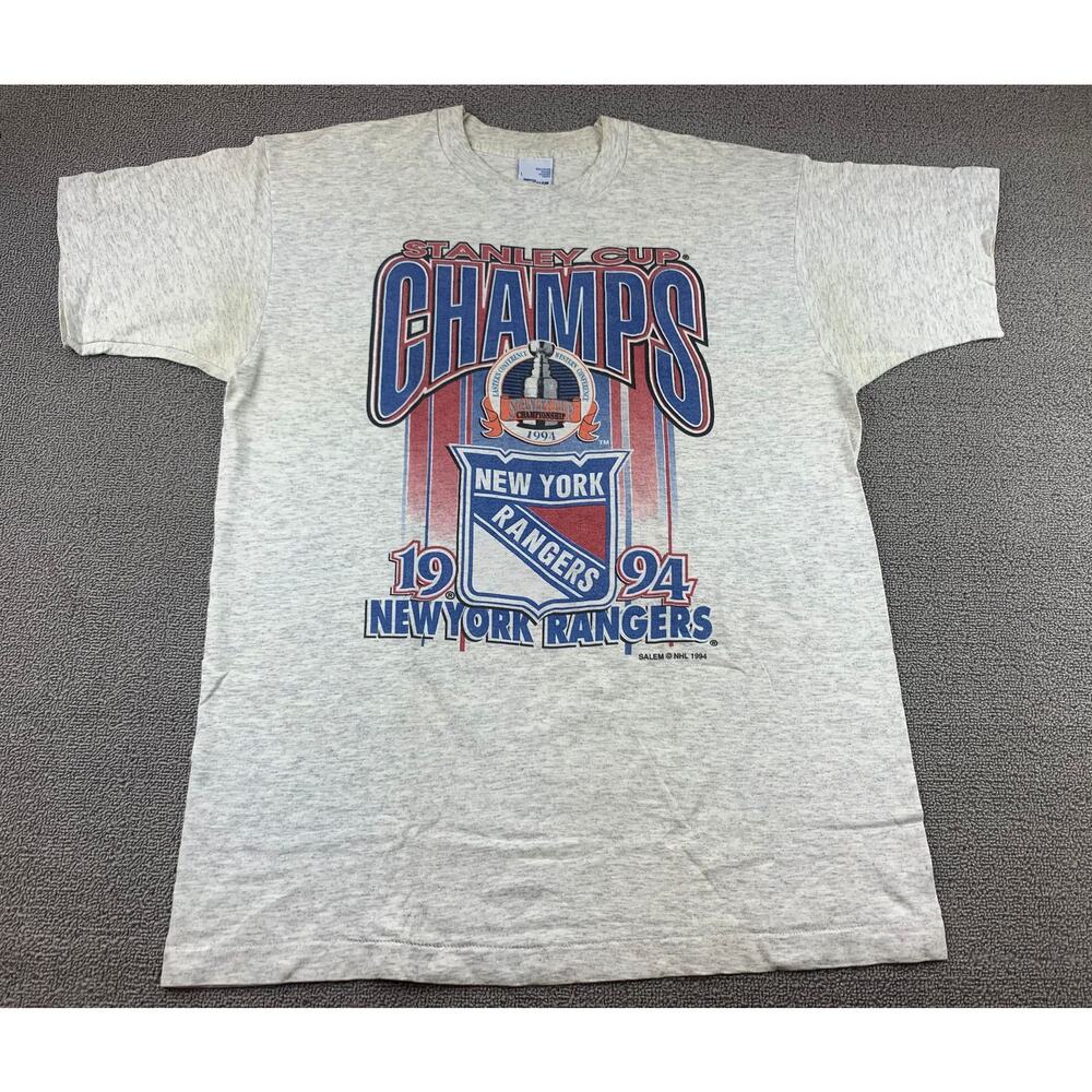 Vintage NEW YORK RANGERS Salem T-Shirt Stanley‎ Cup Champs Size L 1994 NHL 90s